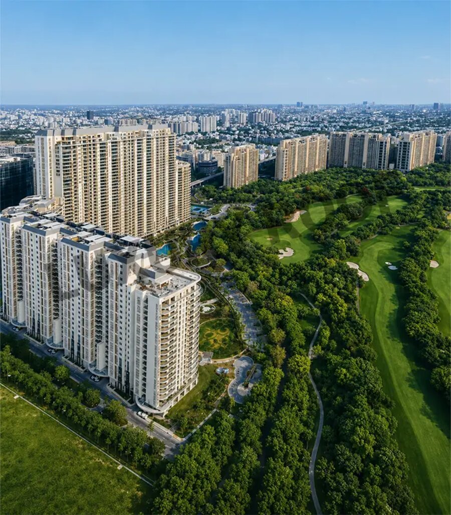DLF The Dahlias towers overlooking the golf course