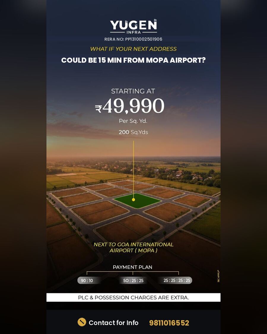 Yugen Infra Goa — villa plots concept render, landscape view